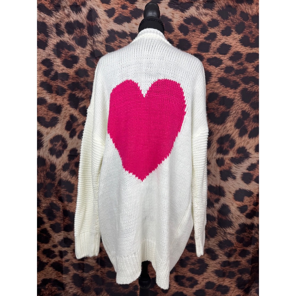 Oversized Heart Chunky Knit Cardigan